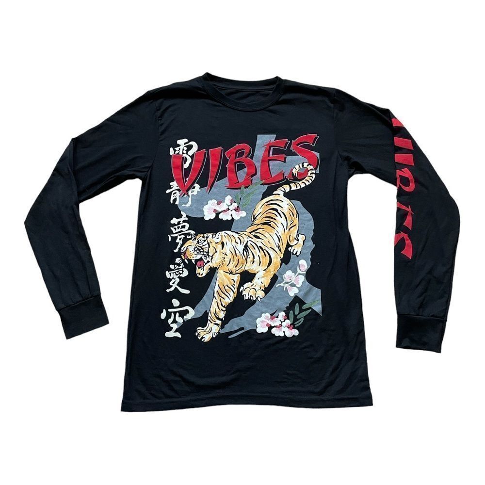Men’s Launder Bailey Apparel Vibes Tattoo Graphic Tiger Long Sleeve Tee | Small